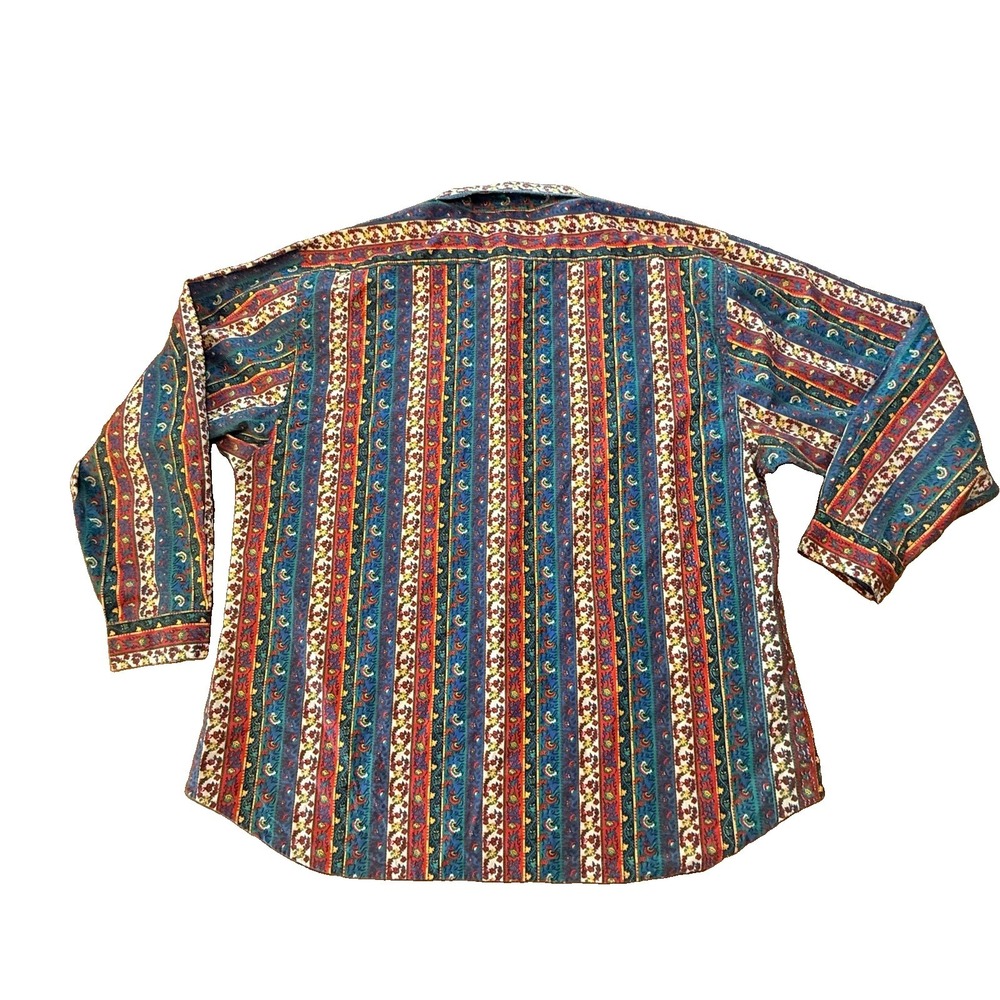 Color Color Color Shirt Size 22W Vintage Western Paisley Stripe Long Sleeve Top - Picture 9 of 13